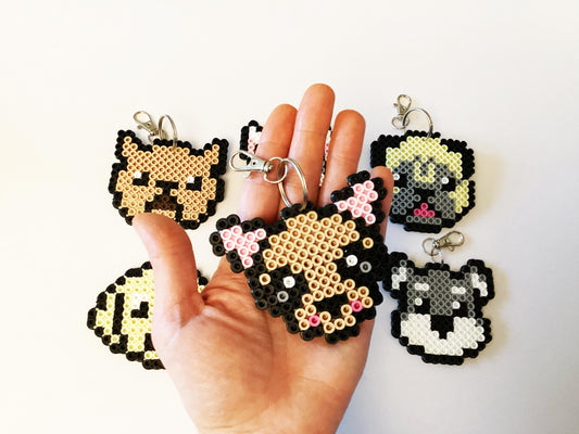 Perler Beads Dog Keychain