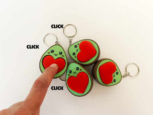 Avocado Heart Clicker Fidget Keychain